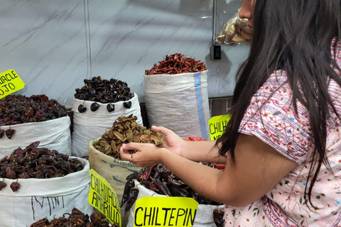 Messico: Corso di preparazione della salsa in un mercato con uno chef