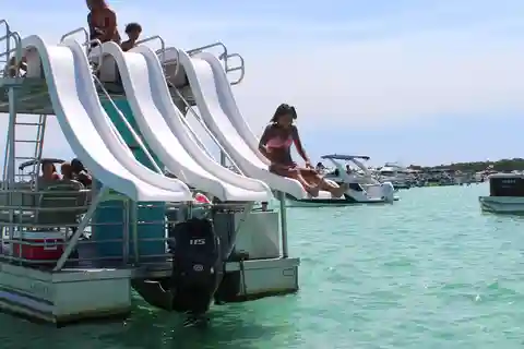 Okaloosa Island: 3 Slides Double Decker Pontoon Boat Rental