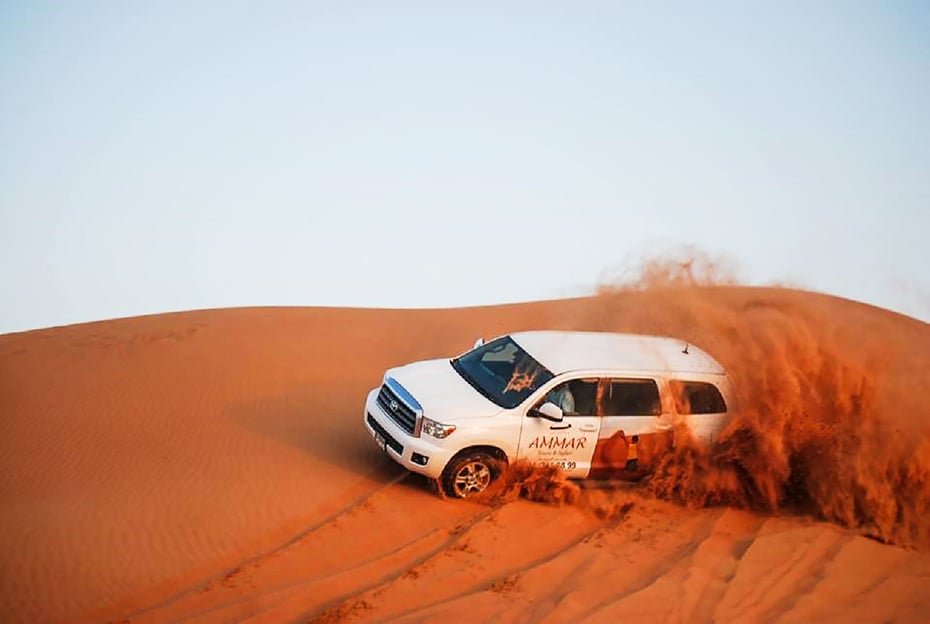 Dubaï : Safari dans les dunes rouges, balade à dos de chameau, surf des sables et dîner