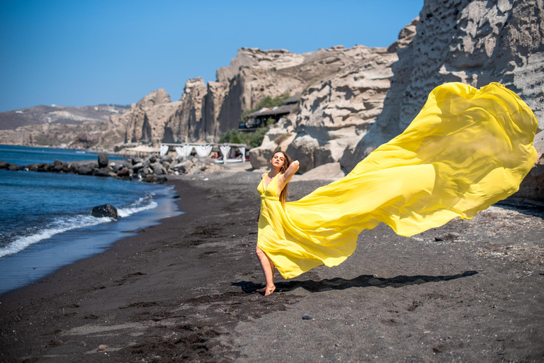 Santorini Flygande klänningar och makraméklänningar FotograferingFotografering i Santorini