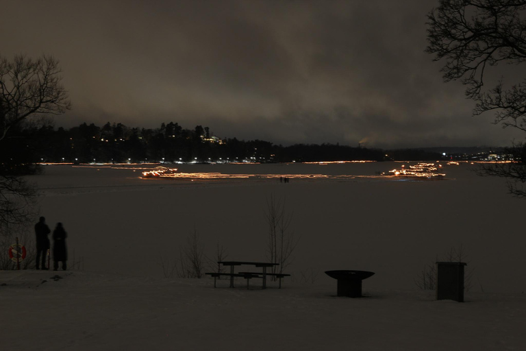 Stockholm: Ice Skating with fire & chance of Northern Lights