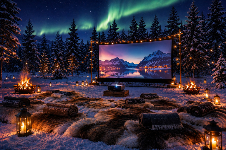 Tromsø: Arctic Forest Evening with Outdoor Cinema & Snacks