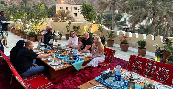 Omani Rooftop Terrace Dining + Village / Wadi Tour