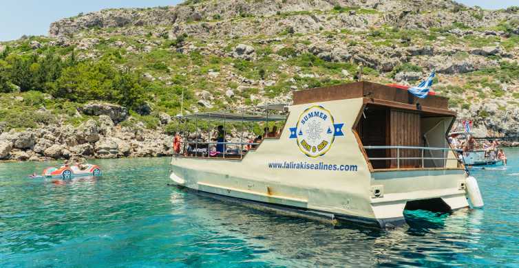 From Rhodes All Inclusive Catamaran Cruise with Swim Stops GetYourGuide