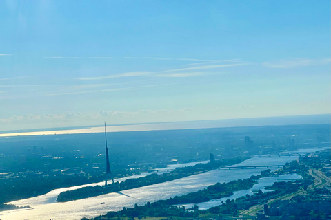 Airplane flight over Riga or Latvia Flight over Latvia's castles