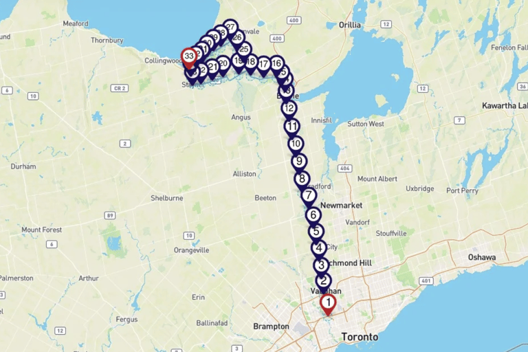 Desde la playa de Wasaga hasta Toronto: recorrido en automóvil con audio para teléfono inteligente