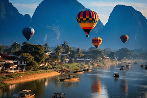 Vang Vieng : montgolfières et paysage de karting