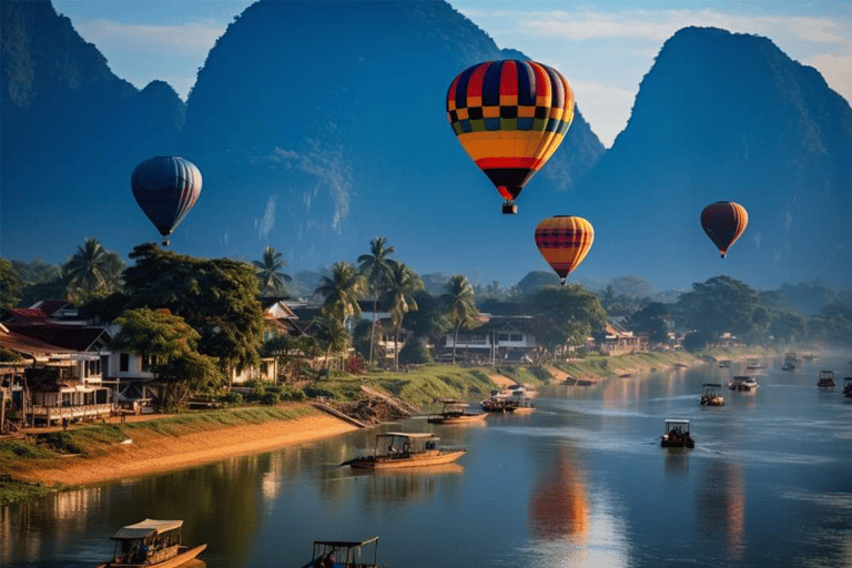 Vang Vieng: hot air balloons and kart landscape