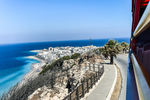 Rodos: hop on, hop off-bezienswaardighedentourRodos: hop on, hop off-bezienswaardighedentour rode bus