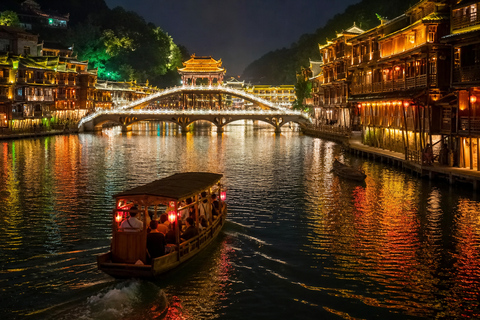 Zhangjiajie: Fenghuang Ancient Town Cruise Ticket & Transfer Tuo River Night Cruise E-Ticket