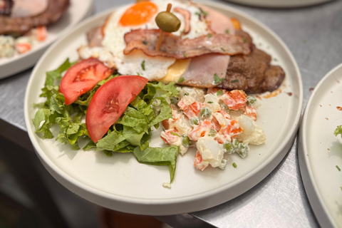 Chivito Lunch at Casa Páez Vilaró – Uruguayan Classic Gastronomic Experience - Chivito and dessert
