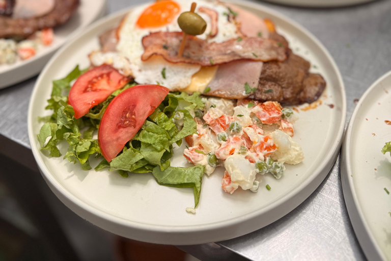 Chivito Lunch at Casa Páez Vilaró – Uruguayan Classic Gastronomic Experience - Chivito and dessert