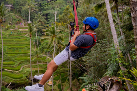 Ubud: Avventura in zip-line, rafting e tour delle terrazze di risoTour con zip-line e terrazze di riso (senza rafting)
