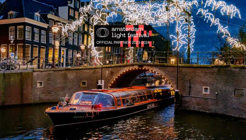 Amsterdam : Croisière sur le canal du festival des lumières au départ de la gare centrale
