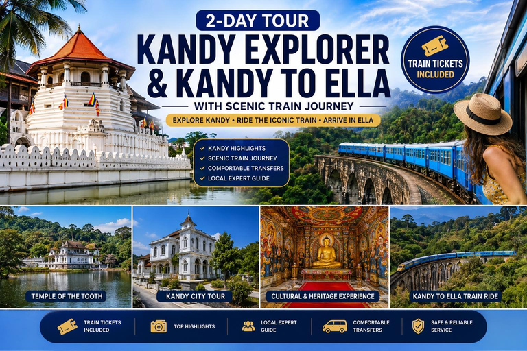 From Kandy: 2-Day Highlights Tour with Scenic Train to Ella