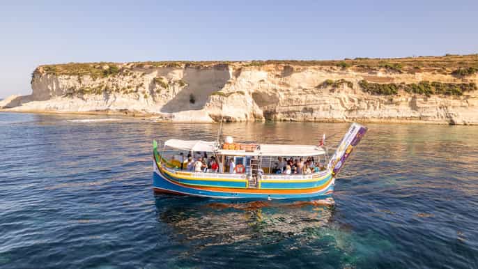 Malta: passeio de barco ao pôr do sol até a piscina de São Pedro e a costa sul
