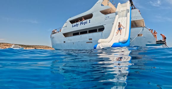 Protaras: LADY POPI Sea Cruise: Turtles, Caves & Water Slide