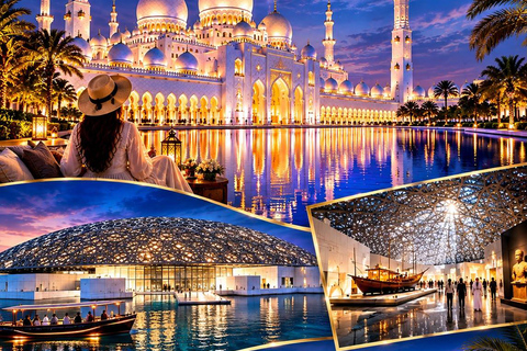Abu Dhabi: Blue Mosque & teamLab Phenomena Tour with Entry Abudhabi: Full Day Premium Pass Tour With 24K Gold Coffee