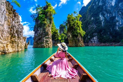 From Surat Thani: Private Cheow Lan Lake Longtail Boat Tour