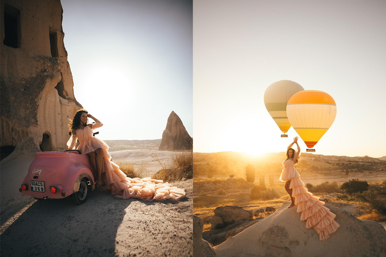 Capadocia: Sesión fotográfica al amanecer con vestidos voladores