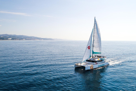 Malaga: Catamaran Sailing Trip with Sunset Option Sunset with Glass of Cava & Net Seating