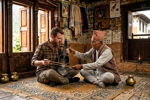 Nepal : Traditional Madal/Sarangi Class with Instrument Gift Traditional Sarangi Class with Sarangi Gift