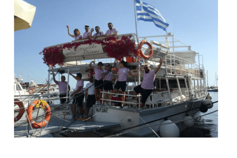 Rodi: Crociera a nuoto da baia a baia con buffet greco e vinoRodi: Crociera di mezza giornata da baia a baia con buffet e snorkeling