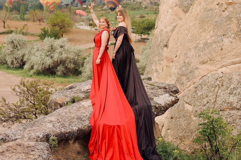 Cappadocia: Private Photo Shoot with Flying Dress & Horses Horse Photo Shoot Experience