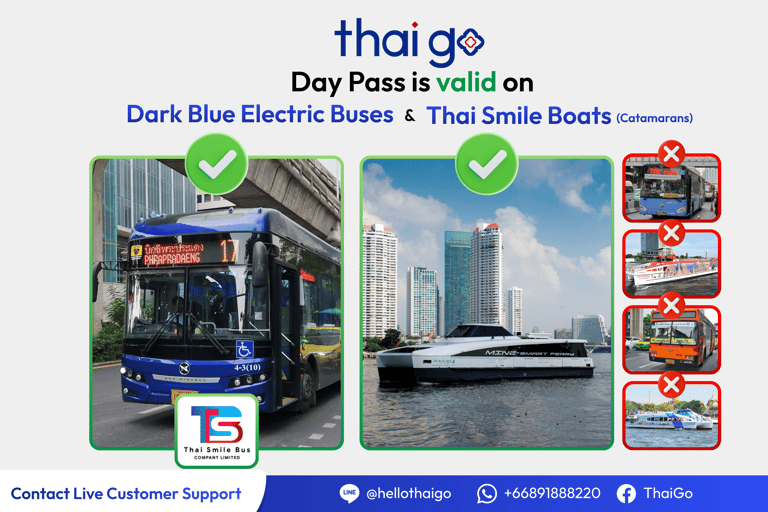 Bangkok Unlimited Chao Phraya River Boat and Bus Pass Thai Go 3-Day Pass