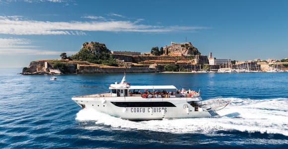 Corfu Luxury Sunset Cruise with DJ, Prosecco, and Swim Stop