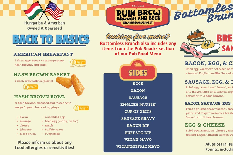 Budapest: Brunch sin fondo de 4 horas con cócteles y cerveza artesanaEspecial Sziget: brunch ilimitado de 4 horas con cócteles y cerveza