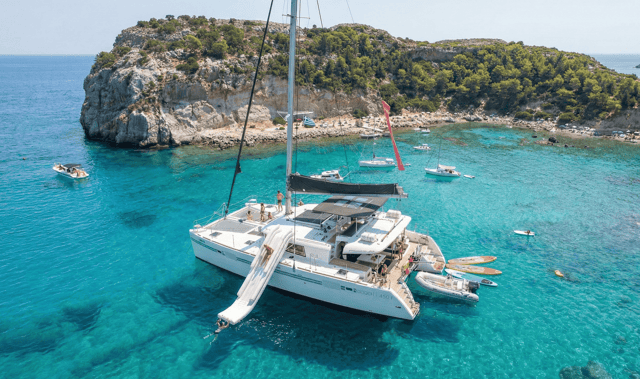 Rhodes Ultimate Catamaran Trip to Anthony Quinn & Water Toys