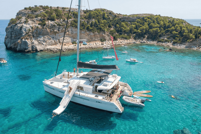 Rhodes Ultimate Catamaran Trip to Anthony Quinn & Water Toys Rhodes: Luxury Catamaran Cruise to Anthony Quinn