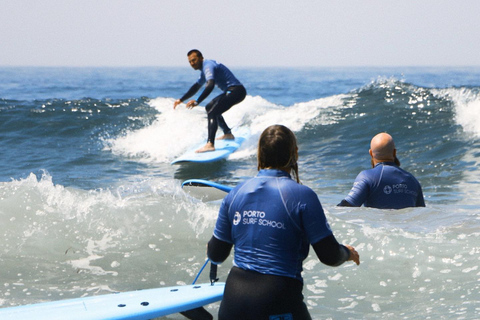 Surf day at Porto Surf School 3h surf lesson with shuttle 3 hour surf lesson with Porto Surf School