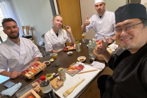 Sushi making lesson with a local after shopping at:Tsukiji