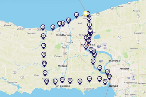 Recorrido en coche con audio para smartphone por la península del Niágara