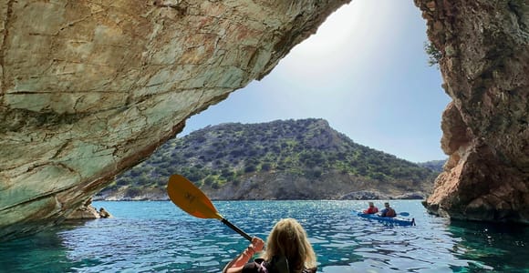 Naxos Kayak Tour to Rina Cave, Snorkeling and Homemade lunch
