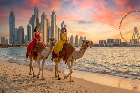 Dubai: Guided Camel Ride on JBR Beach with Skyline Views