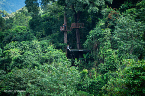 Chiang Mai: Avventura in Sky Hawk Zipline con ATV opzionalePacchetto E: Percorso completo Zipline + avventura ATV (con trasferimento)