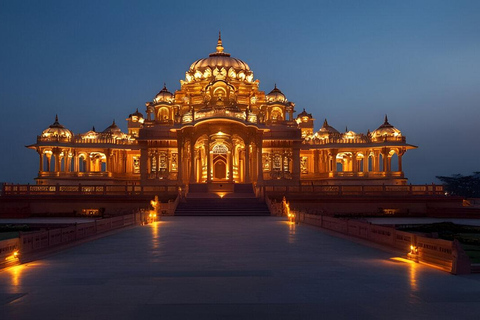 New Delhi: Akshardham Temple Tour + Water Light Show Akshardham Water & Light Show with Car+Guide+Tickets+Dinner