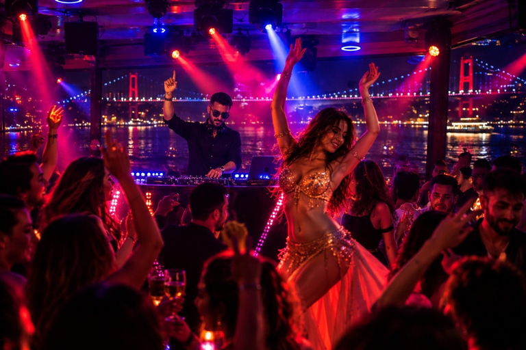 Istanbul: Bosphorus Dinner Cruise, Turkish Shows & DJ Party Birthday Celebration – VIP Table & Alcholic Drinks