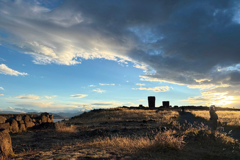 Sillustani Necropolis watching the sunset over the Umayo Lagoon