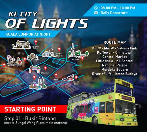 Kuala Lumpur: Tour della Città della Luce (Tour in autobus Hop-on Hop-off)