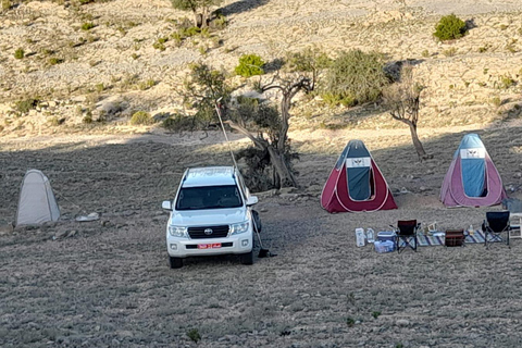 From Muscat: Jebel Akhdar Overnight Camping with Meals