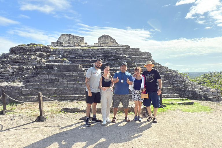 From Bacalar: Ichkabal Ruins + Lagoon Tour + Los Rápidos 2 Highligts Only: Ichkabal Mayan Ruins & Pontoon Boat Tour