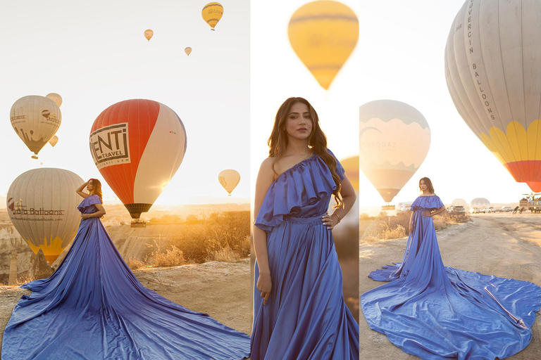 Capadocia: Sesión fotográfica al amanecer con vestidos voladores