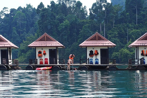 Khao Sok: Overnight Raft House Cheow Lan Lake & Coral Cave Option 1: Join Trip Raft House with Fan & *Shared Bathroom