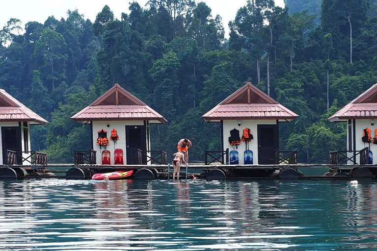 Khao Sok: Overnight Raft House Cheow Lan Lake & Coral Cave Option 1: Join Trip Raft House with Fan & *Shared Bathroom