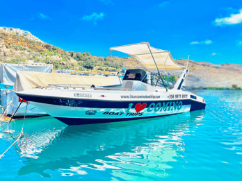 Z Malty/Gozo: Prywatna wycieczka łodzią na Comino i Crystal Lagoon