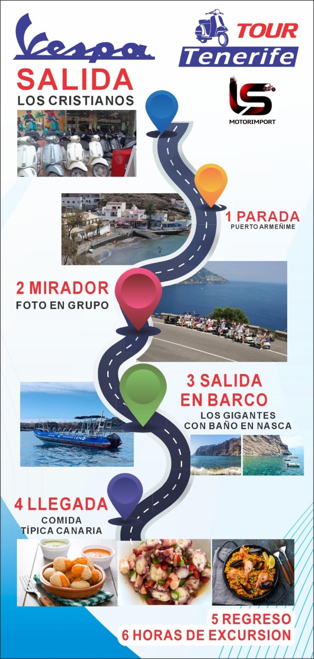 VESPA-TOUR TENERIFFA+BOOTSTOUR ZU DEN KLIPPEN VON LOS GIGANTES+BAD +MITTAGESSEN
